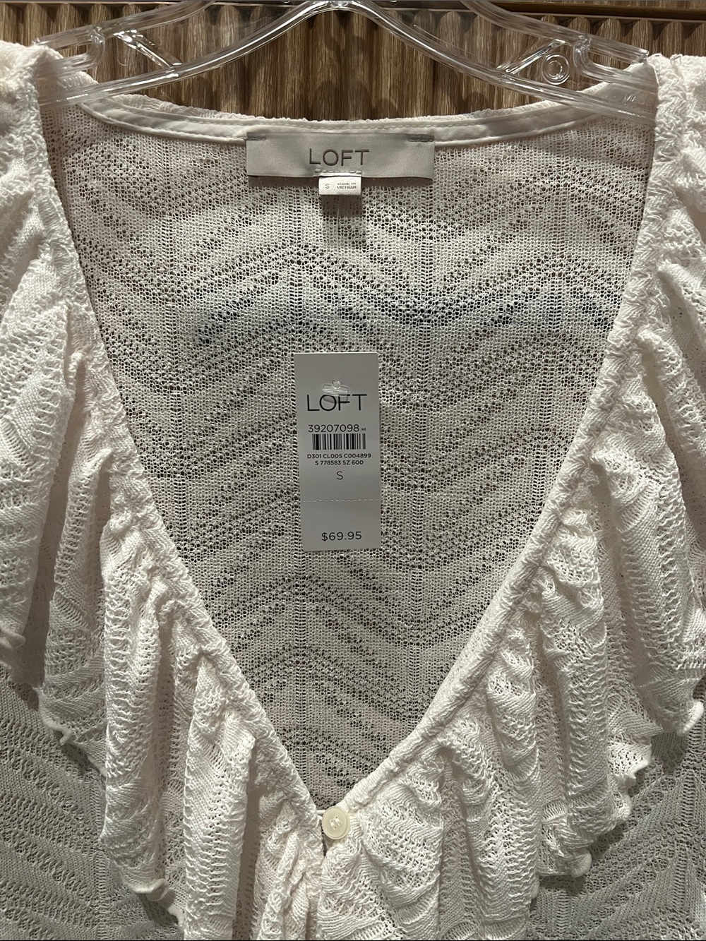 LOFT Cream Ruffle Tie-Front Knit Blouse - Picture 2 of 5